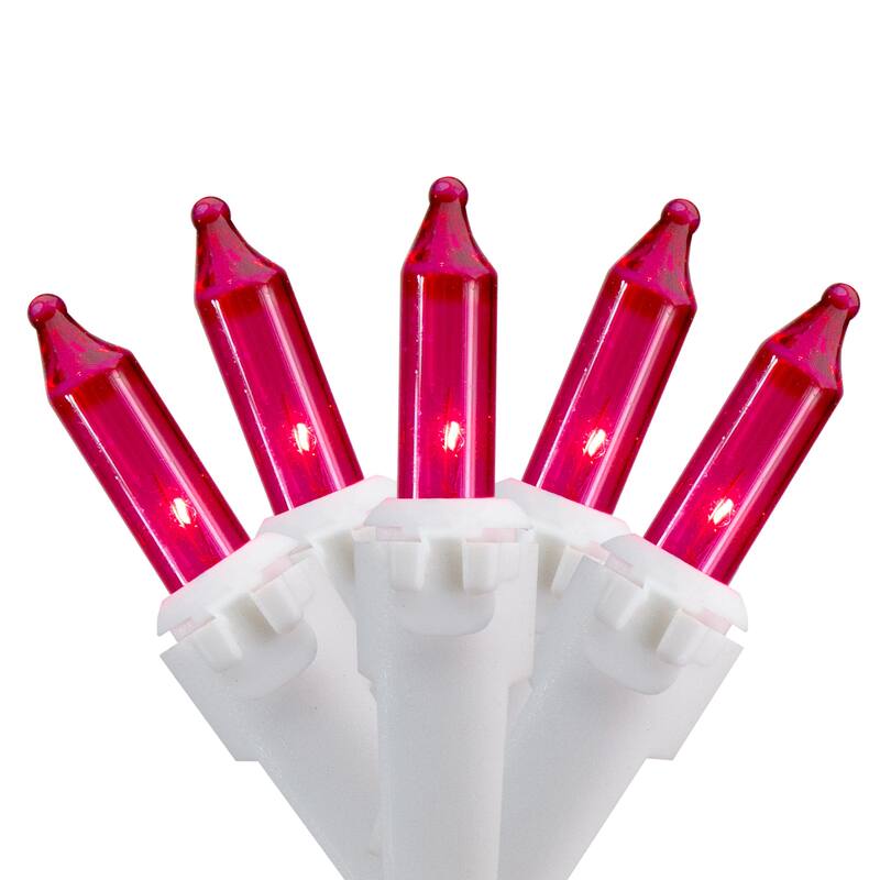 100 Count Pink Mini Icicle Christmas Lights - White Wire