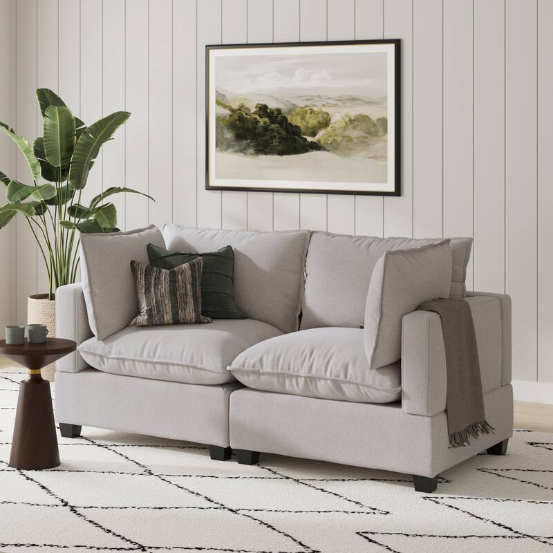 Chelsea Modern Cloud Modular Upholstered Sofa with Deep Seat and Plush Cushions - Loveseat - Beige