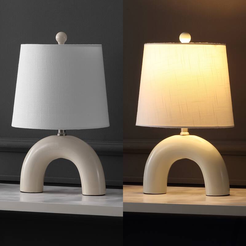 Zadie 17.75" Scandinavian Minimalist Ceramic Arch LED Table Lamp (Set of 2), by JONATHAN Y
