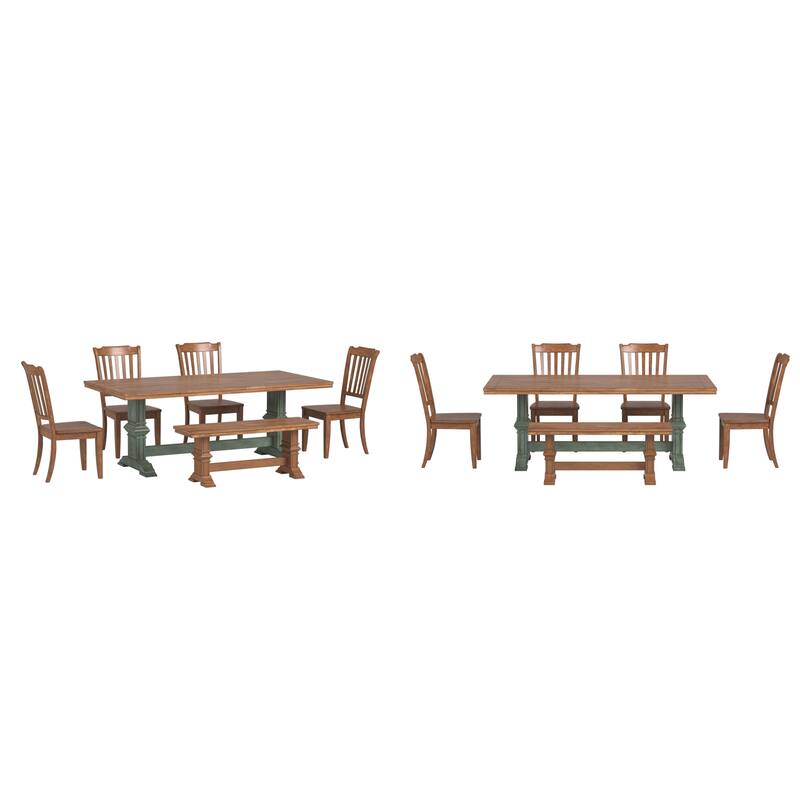 Ronda 78" Rectangular Solid Wood Top Dining Set with Spindle Back Chairs