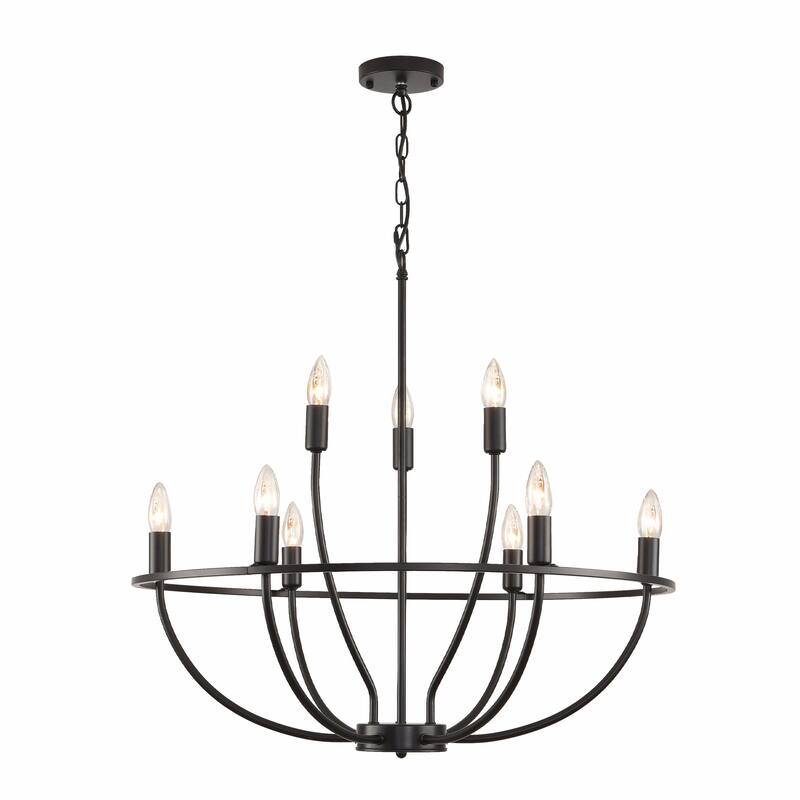 9-Light Mid-century Candle Curve Arm Chandelier