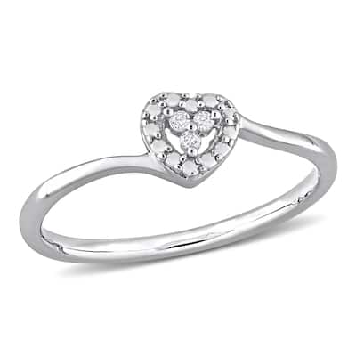 Miadora Diamond Accent Heart Promise Ring in Sterling Silver