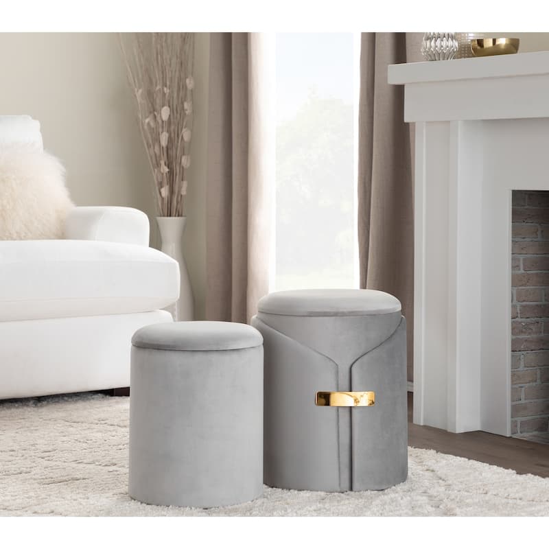 Silver Orchid Dahlia Ottoman Set
