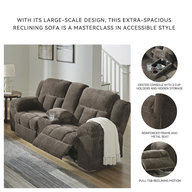Signature Design by Ashley Frohn Double Reclining Loveseat with Console - 80"W x 40"D x 42"H