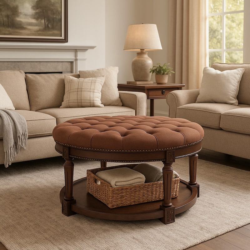 Maven Lane Mesa Round Upholstered Coffee Table