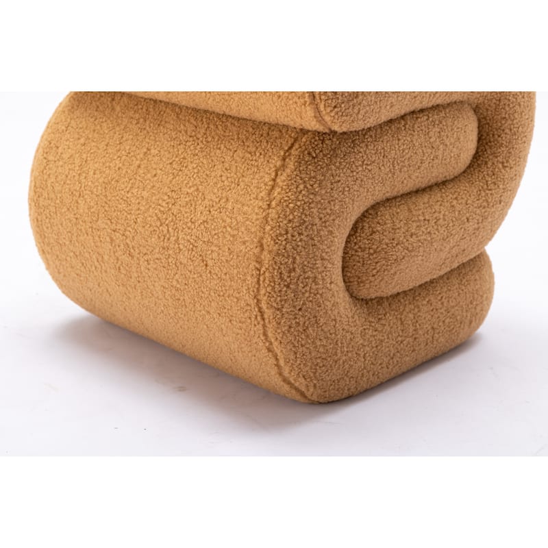 S-shape Teddy Fabric Ottoman Makeup Stool Footstool