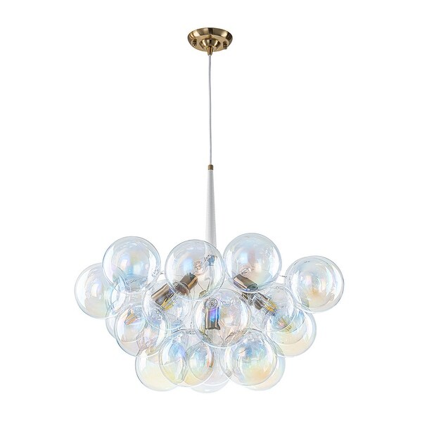 Modern Glam Pearlescent Glass Globe Cluster Bubble Chandelier