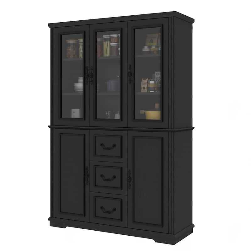 Moasis Bookcase Display Cabinet w/Glass Doors - Black