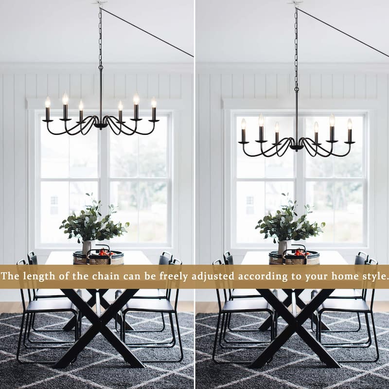 6-Light 27.55-inch Chandeliers with Plug in Cord for Bedroom Living Room