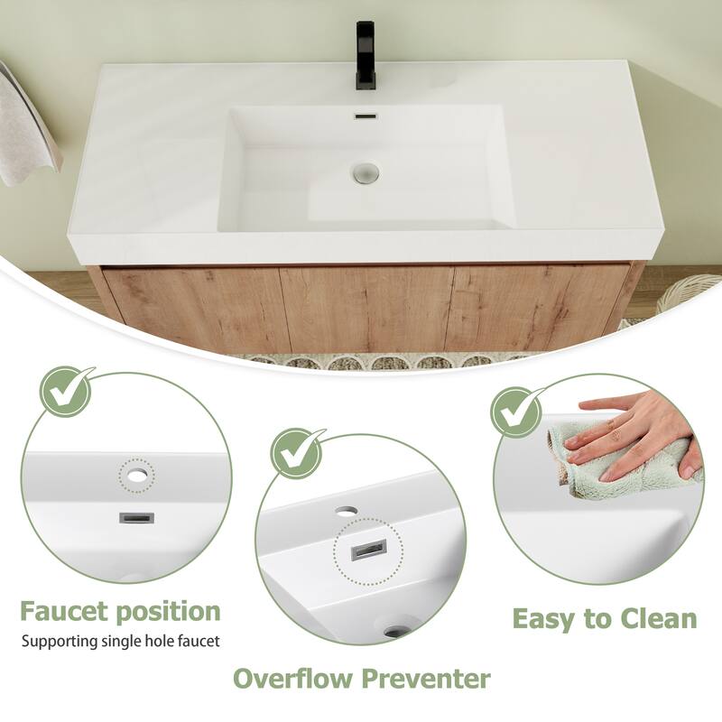 48" Floating Bathroom Vanity with Sink, Wall Mounted Bathroom Vanity with Soft Close Door