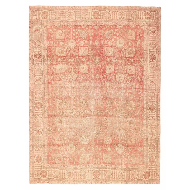 ECARPETGALLERY Hand-knotted Antalya Vintage Light Red Wool Rug - 9'10 x 13'1