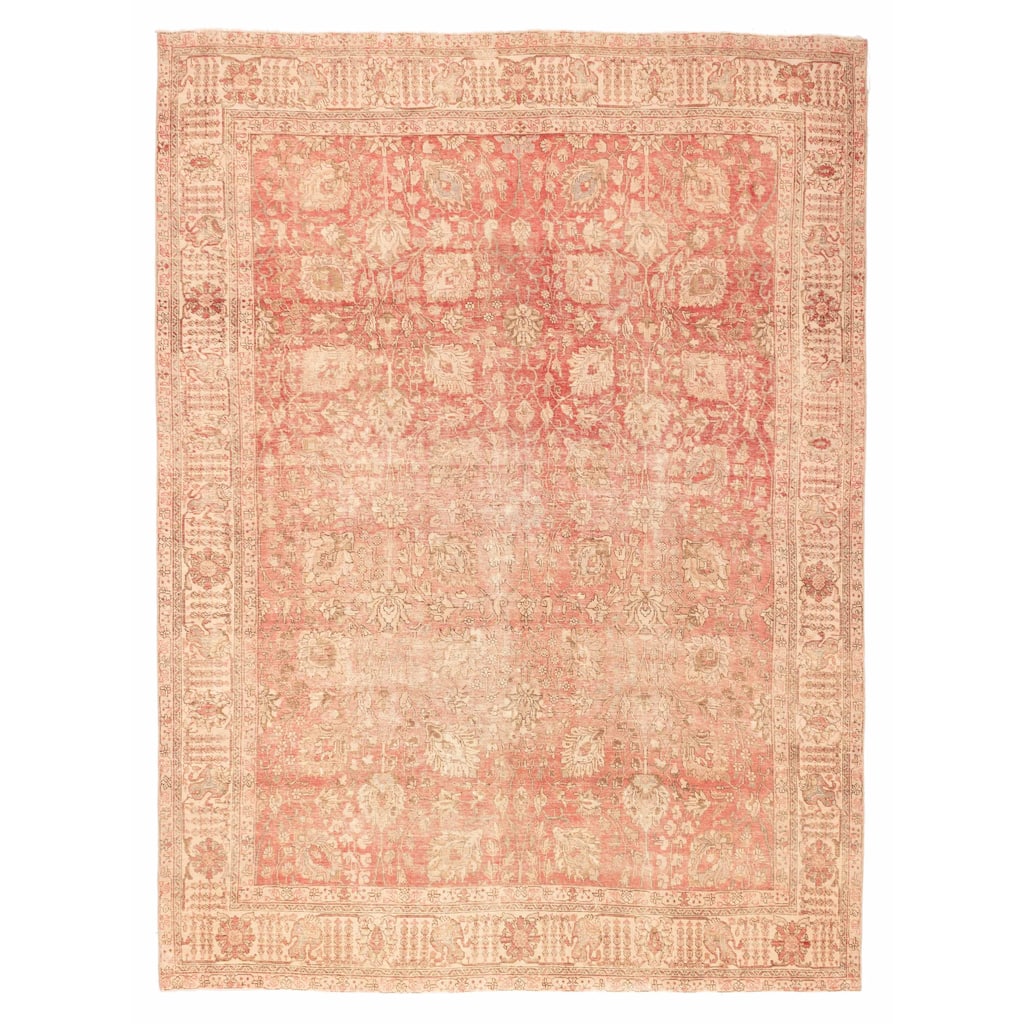 ECARPETGALLERY Hand-knotted Antalya Vintage Light Red Wool Rug - 9'10 x 13'1