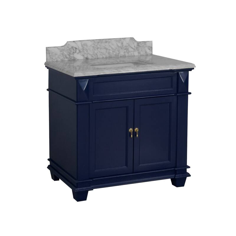 KitchenBathCollection Elizabeth 36" Bathroom Vanity with Carrara Marble Top