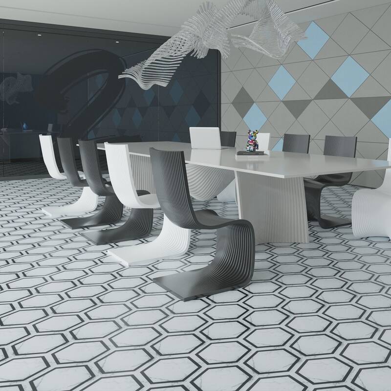 Art3d 11.8" x 10.2" Hexagon Peel and Stick Flooring Tile Marble Look, 30-Pack,Self Adhesive Waterproof Vinyl Floor Tile