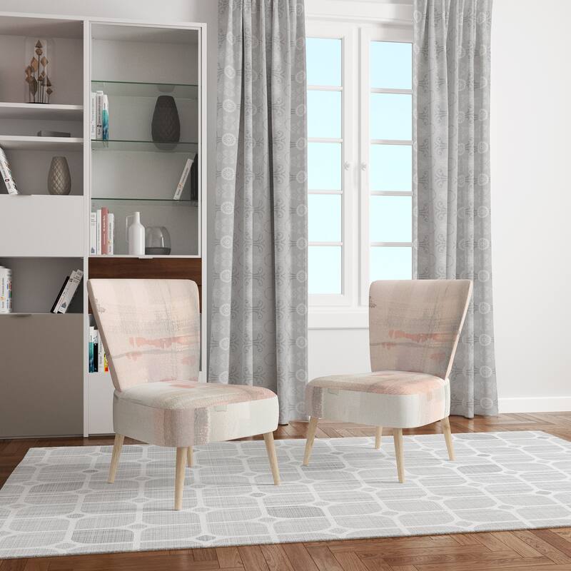 Designart "Intersect II Grey" Upholstered Pink Modern Accent Chair - Arm Chair