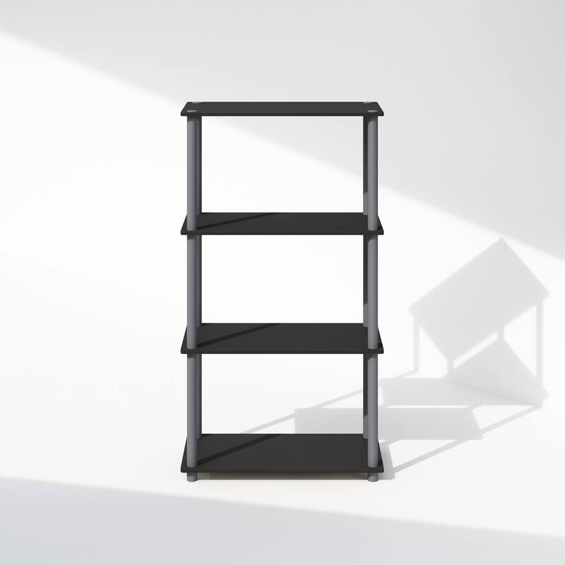 43.25 in. Tall Black/Gray Wood 4-Shelf Bookcase