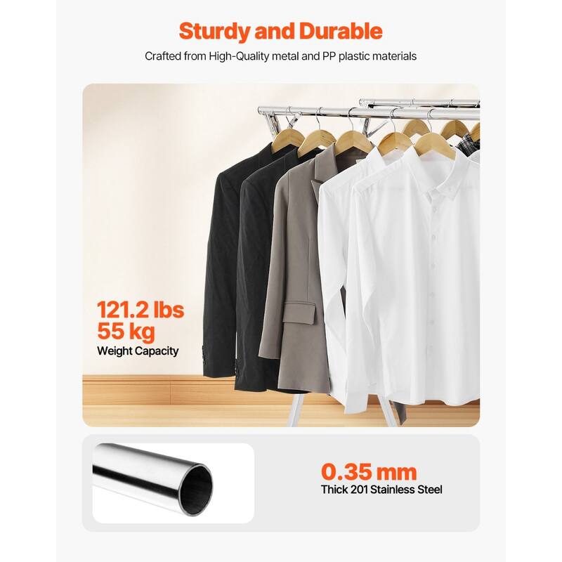 Adjustable Foldable Stainless Steel Clothes Drying Rack with 2 Tiers and 3 Rods for Indoor and Outdoor Use
