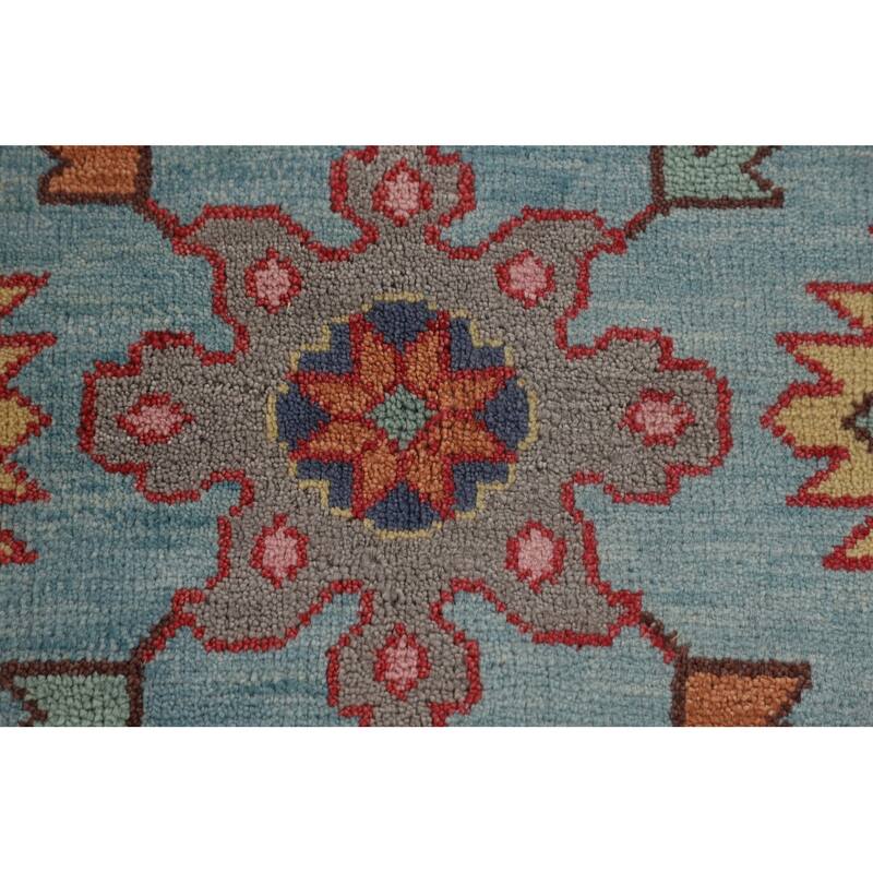All-Over Blue Oushak Oriental Area Rug Handmade Wool Carpet - 9'2" x 11'9"