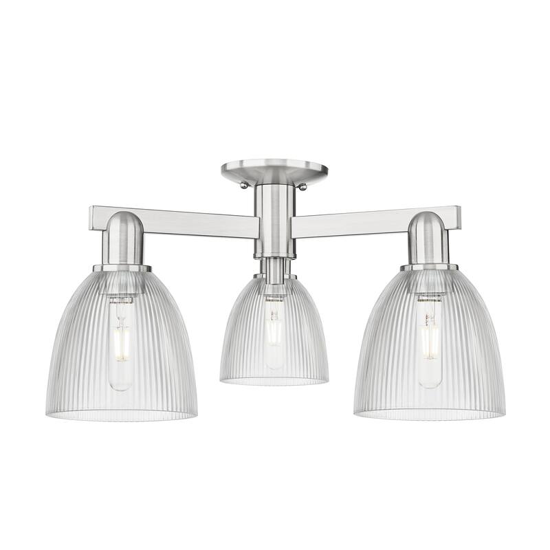 Innovations Lighting Endless Possibilities Arcadia - Castile - 3 Light 24" Semi-Flush Mount - Clear/Brushed Satin Nickel