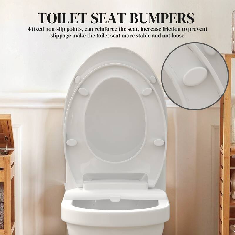 Wash Non-Electric Bidet Seat for Elongated Toilets, Cleaning Dual Mode Nozzles, Quiet-Close, Easy Installation