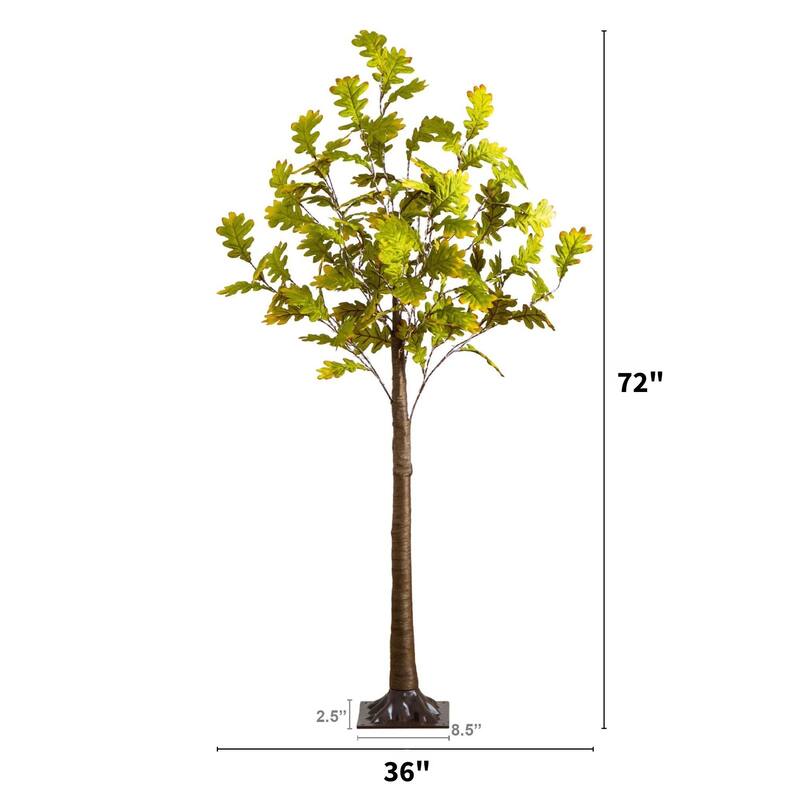 Pre-Lit Oak Artificial Tree - 6' - Warm White LED Lights