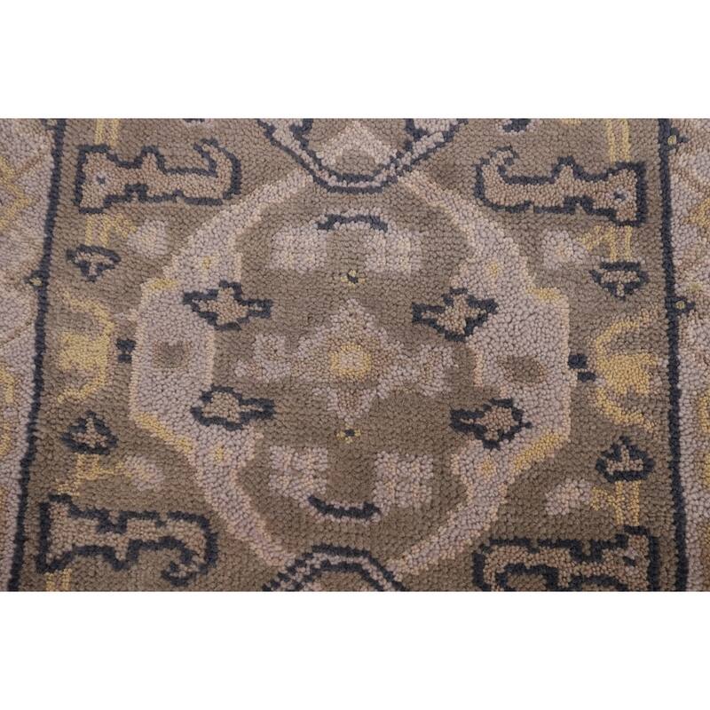 All-Over Oushak Oriental Runner Rug Handmade Brown Wool Carpet - 2'8" x 10'11"