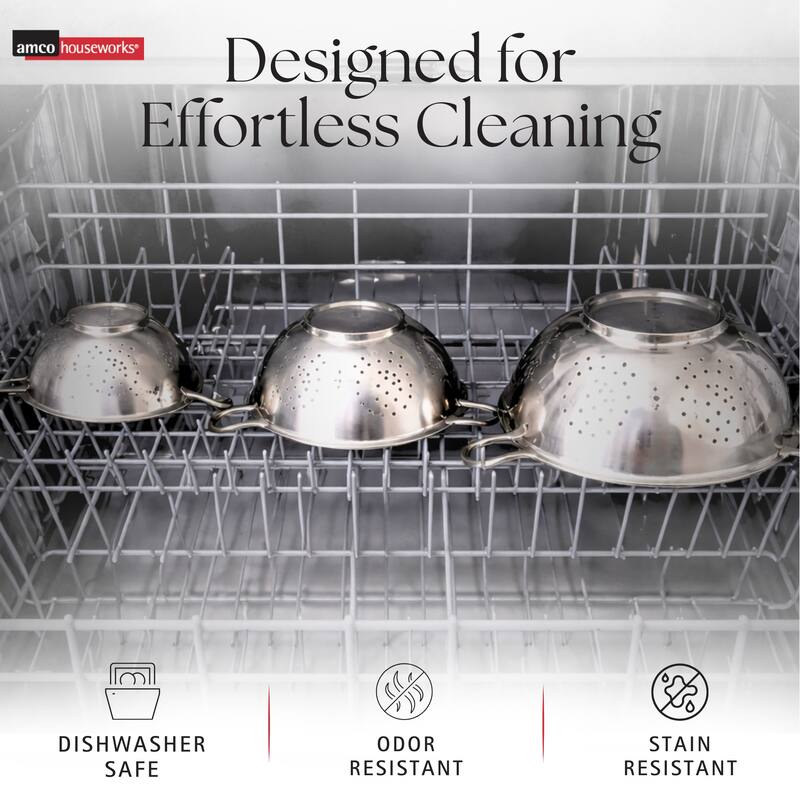 Amco 3-Piece Stainless Steel Colander Set - 1.5, 3, 5 Quart - 1.5, 3, 5 Quart