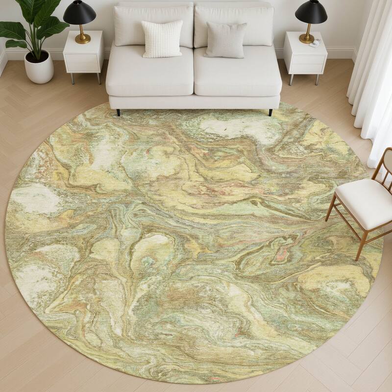 Premium Washable Super Soft Modern Contemporary Mayfield Rug - Gold - 8' x 8'