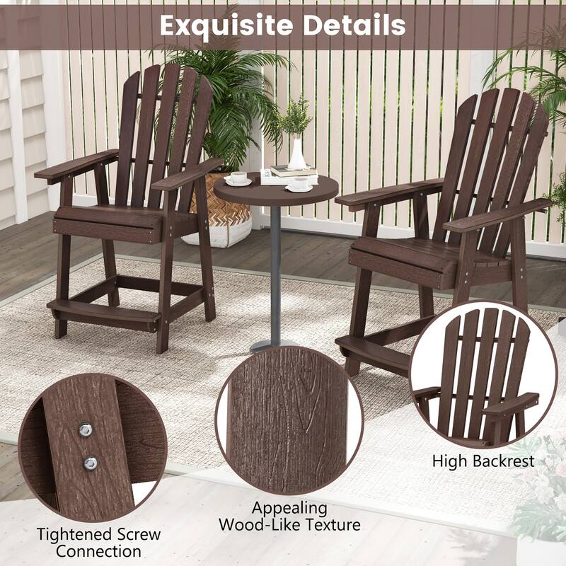 Gymax 2PCS Bar Stool HDPE Chair w/ Armrest Footrest Home Indoor