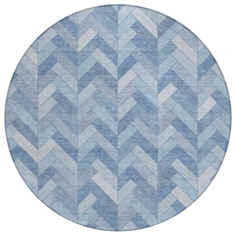 Machine Washable Indoor/ Outdoor Modern Chevron Chantille Rug