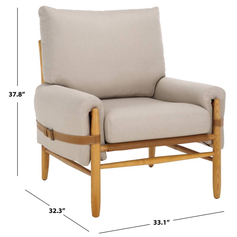 SAFAVIEH Clarice Caramel/Natural Mid Century Arm Chair - 35" W x 32" D x 38" H - 35"W x 32"D x 37"H