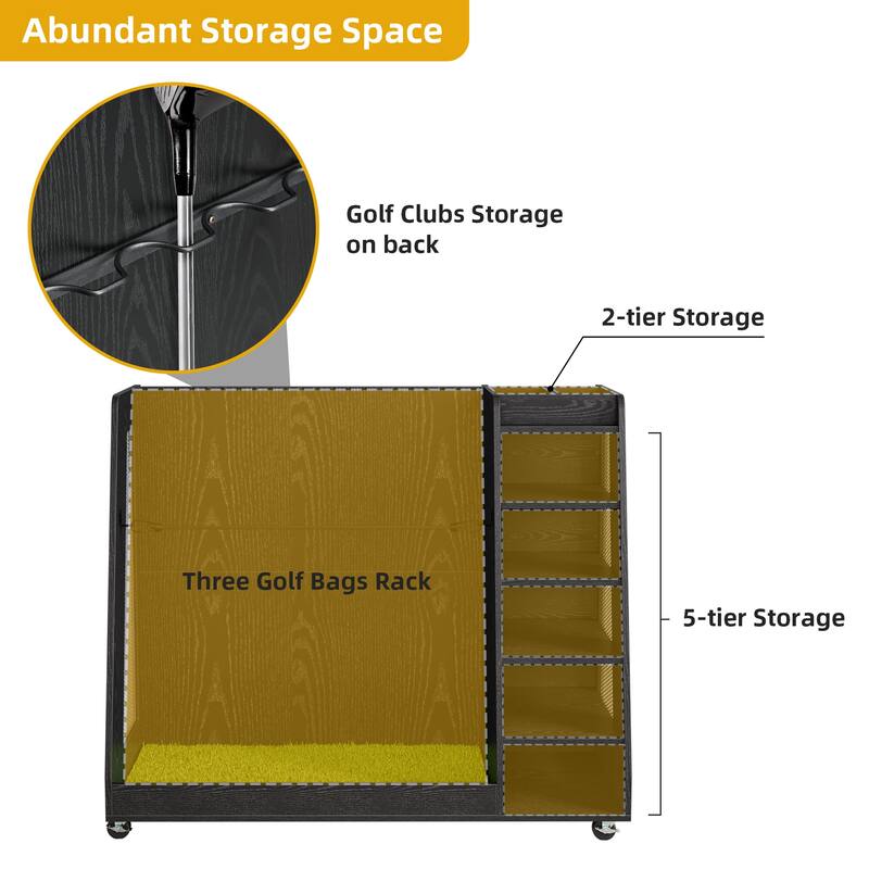 Moasis 35.4" Wide Golf Storage Garage Organizer Sport Balls Storage Rack with Wheels