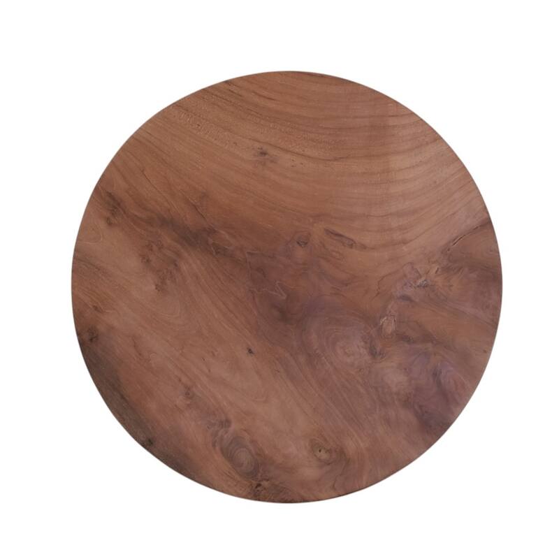 HomeRoots 24" Natural and Smoky Black Distressed Reclaimed Wood Round Pedestal End Table - 19.70 in. x 23.60 in. x 19.70 in.