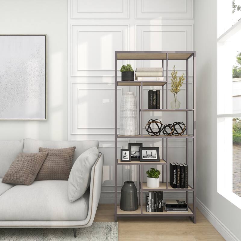 Black Metal Geometric Decorative Sculpture with Gold Accents (Set of 3)