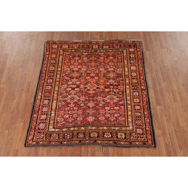 Vegetable Dye Sultanabad Antique Persian Square Wool Carpet - 5'3" x 5'10"