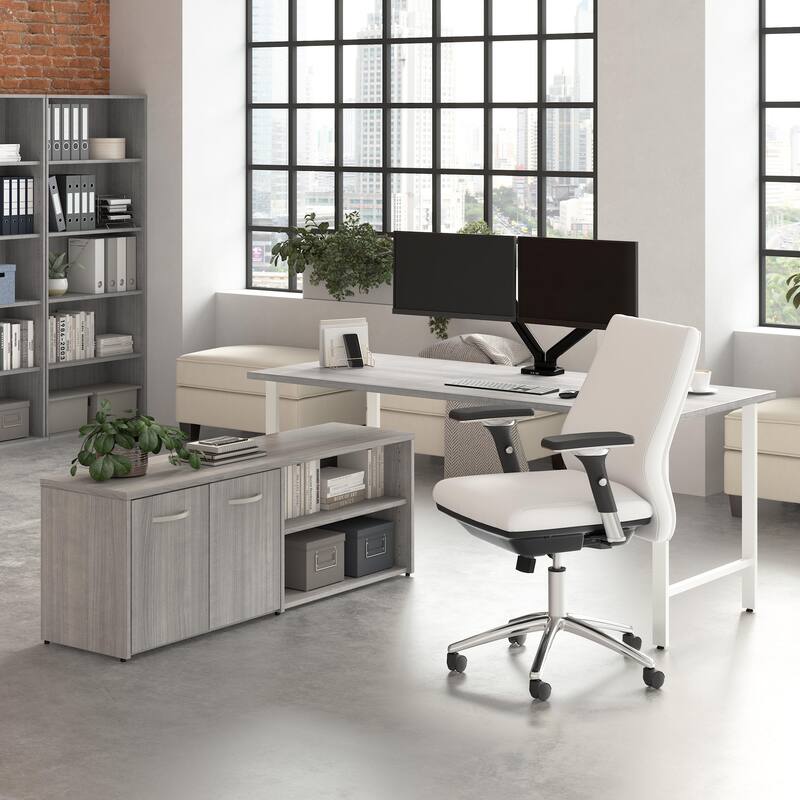 Bush Business Furniture Hustle 72W Computer Desk with Storage Cabinet - Platinum Gray