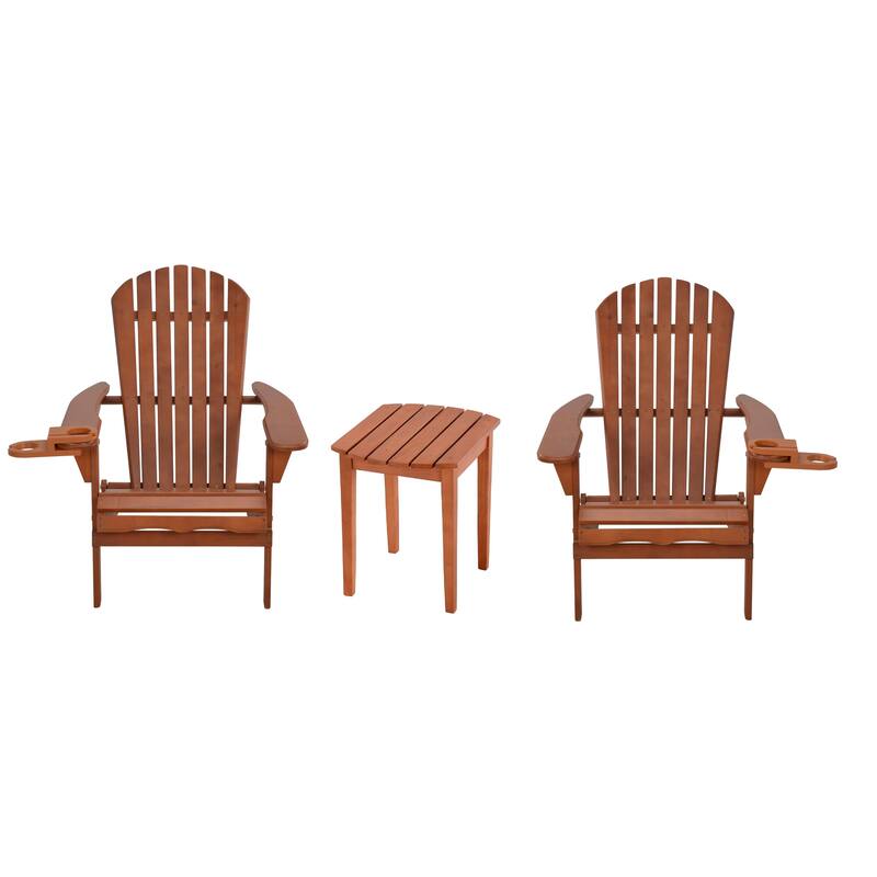 Foldable Adirondack Chair with cup holder Bristro Set, 2 Foldable