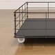 preview thumbnail 7 of 8, Queen Size Platform Bed Frame with LED, 4 Under-bed Portable Storage Drawers, Wings Headboard Design, Light Grey