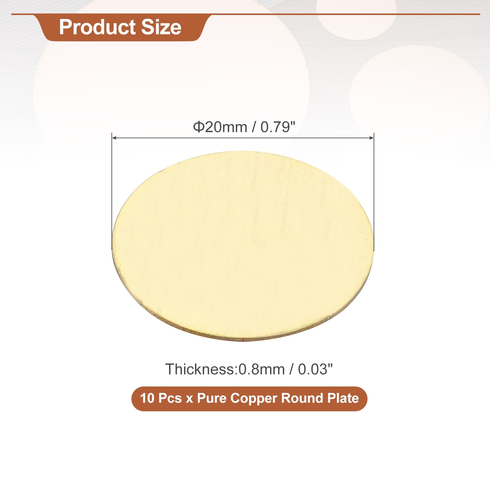 Round Brass Plate, Dia Brass Copper Sheets, Brass Copper Plates for Crafts, DIY, Electrical Repairs