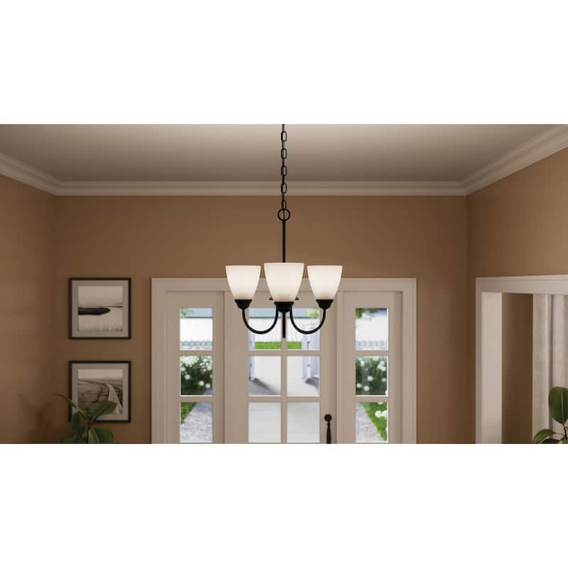 Kichler Lighting Jolie 3-Light Mini Chandelier with Satin Etched Glass in Black