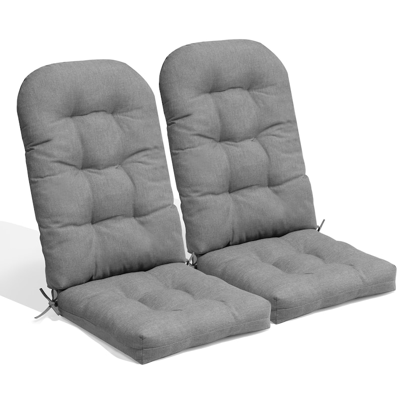 Outdoor Adirondack Chair Cushion Rocking Chair Cushions Thickened Patio Chair Pad with Sunbrella - 2PC - Grey