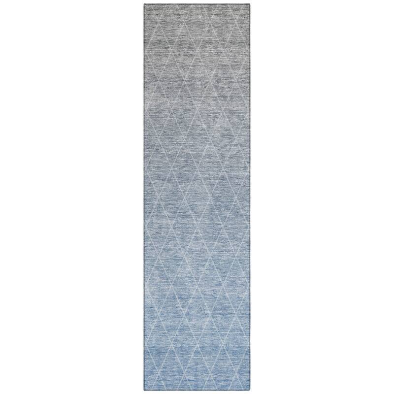 Machine Washable Indoor/ Outdoor Ombre Trellis Chantille Rug