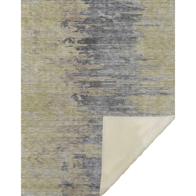 Premium Machine Washable Abstract Contemporary Sherpa Throw Blanket