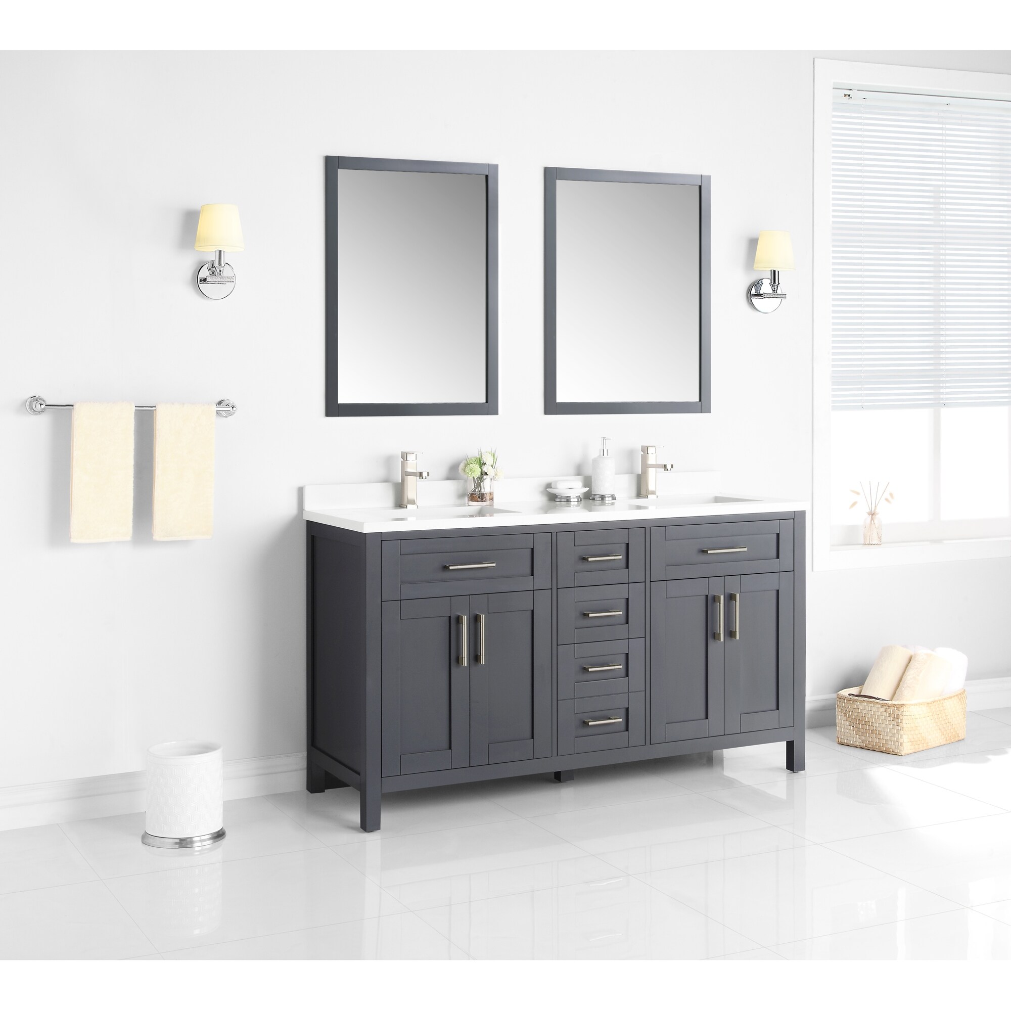 Ove Decors Tahoe Lux 60 In Vanity Kit In Dark Charcoal With Included Brushed Nickel Bea Faucet On Sale Overstock 31871648