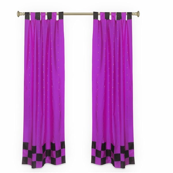 2 Eclectic Lavender Indian Sari Curtains Tab Top Curtain drapes