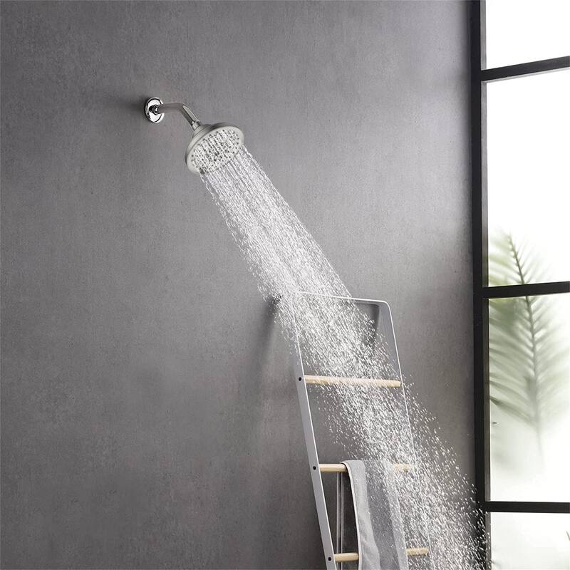 6 Spray Settings 5 Inch Adjustable High Pressure Rainfall Shower Head with Anti-Clogging Nozzles NOT INCLUDED SHOWER ARM