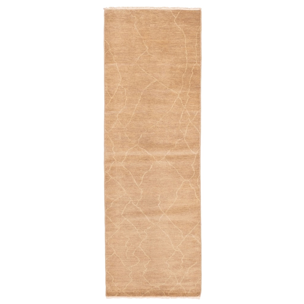 ECARPETGALLERY Hand-knotted Mystique Brown Wool Rug - 3'0 x 9'7