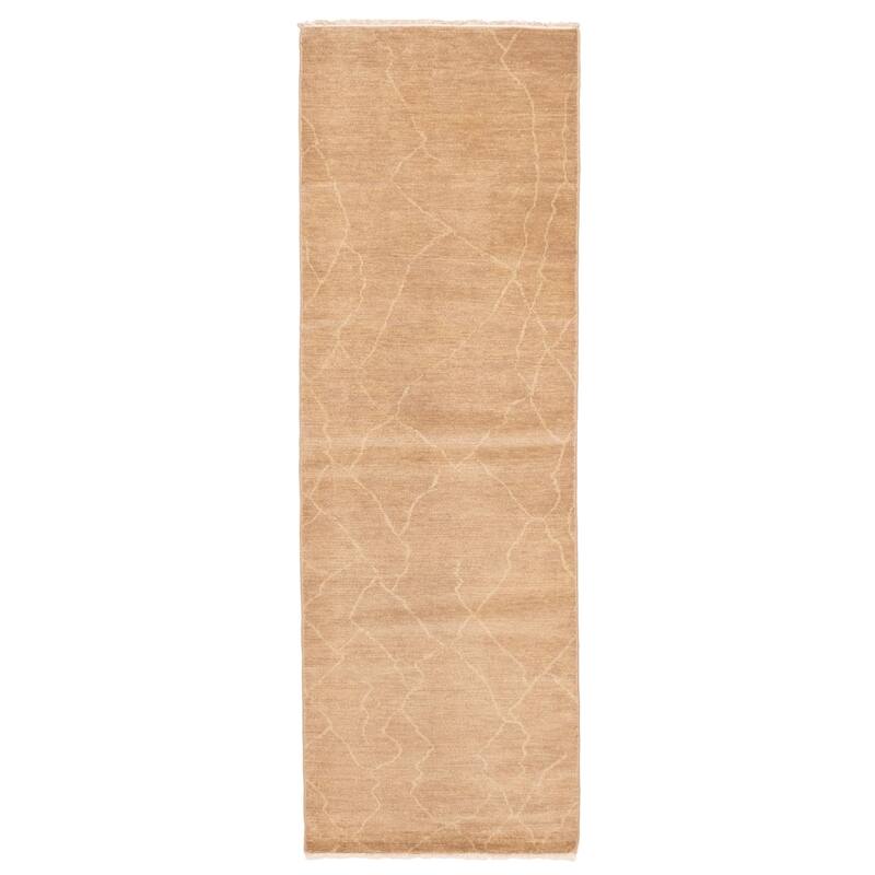 ECARPETGALLERY Hand-knotted Mystique Brown Wool Rug - 3'0 x 9'7