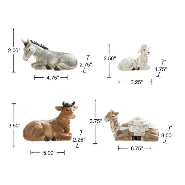 dimension image slide 7 of 8, Glitzhome 12 Piece Resin Nativity Figurine Set