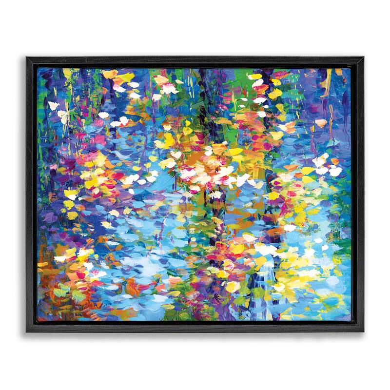 Stupell Colorful Reflections Lake Flowers Framed Floater Canvas Wall Art Design by Leon Devenice